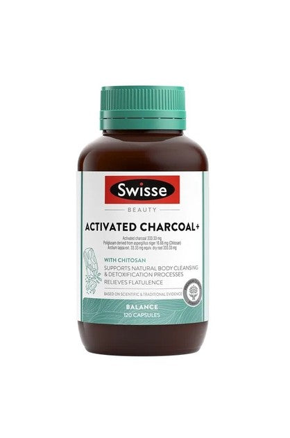 Swisse Beauty Charcoal+ พร้อมไคโตซาน 120 แคปซูล