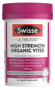 Swisse Ultiboost ความแข็งแรงสูงอินทรีย์ Vitex 1500 มก. 60 เม็ด