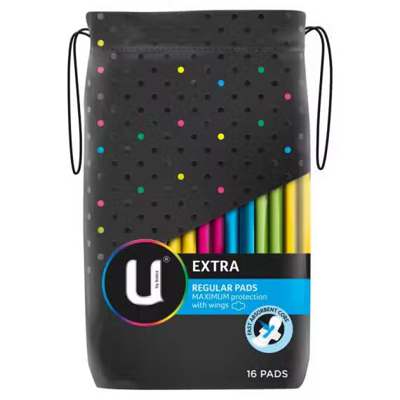 U by Kotex Extra Regular Pads With Wings 16 Pads