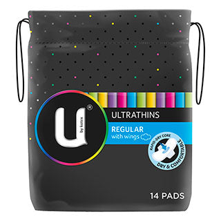 u โดย kotex ultrathins ปกติด้วย wings 14 pads