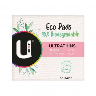 U by Kotex Eco Pads Ultrathins Super with Wings 10 Pads