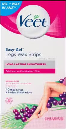 Veet Easy Gel Legs Wax Strips Normal Skin 40 Wax Strips