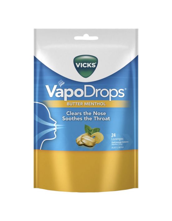 Vicks VapoDrops Butter Menthol Lozenges 24 Pack