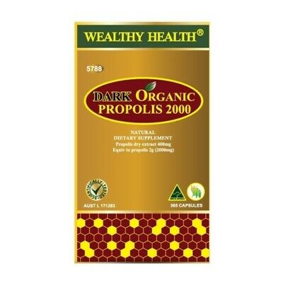 Wealthy Health Dark Organic Propolis 2000 365 Capsules