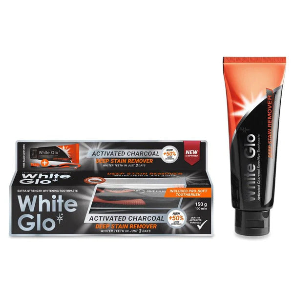 White Glo Charcoal Deep Stain Remover Toothpaste 150g